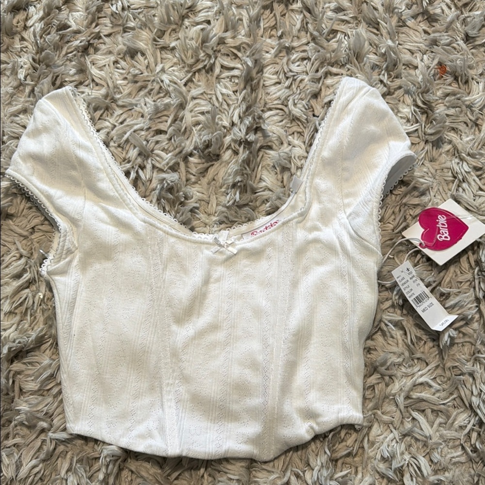 Pacsun Barbie Elegant White Crop Top